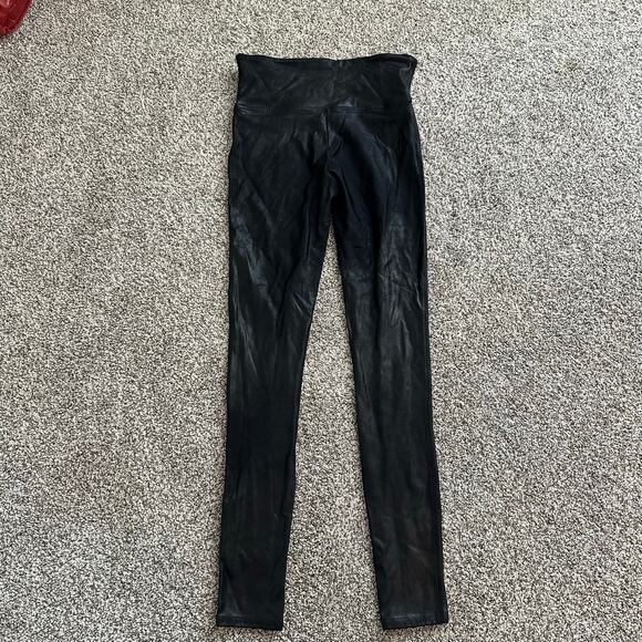 SPANX black faux leather leggings size M - Picture 4 of 11